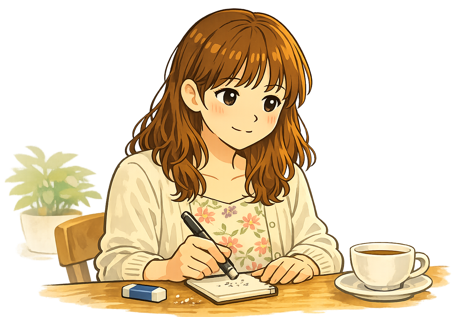 婚活で気持ちを伝えられず、立ち止まって考えている女性のイメージイラスト